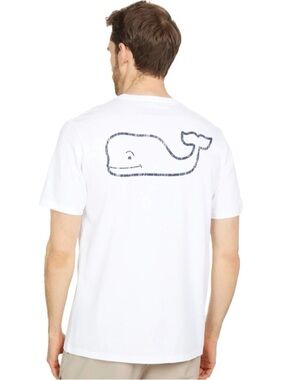 Vineyard Vines White Vintage Whale Long Sleeve Pocket Tee T-Shirt| Mens Lg.